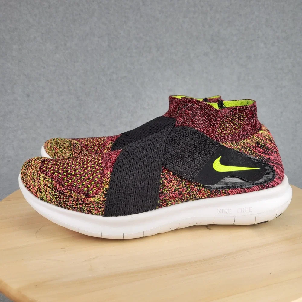 Nike Free RN Motion Flyknit 2017 Women 9.5 Multi-Color Black Volt 880846-004